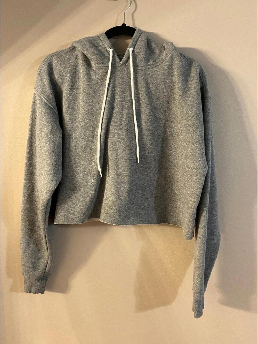 Wild Fable cropped gray hoodie sweatshirt Womens size Large - Picture 1 of 3